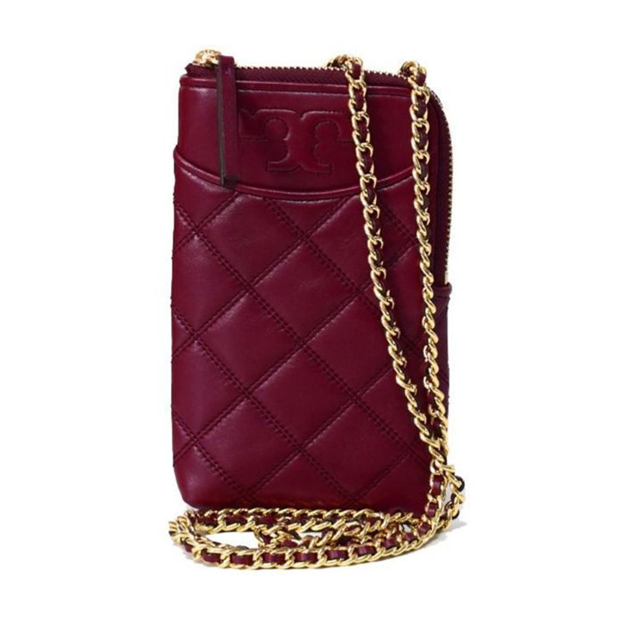 【TORY BURCH】絎縫手機鍊包-酒紅色-4