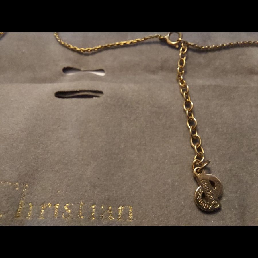 Dior日本中古黑金吊咀頸鍊-6