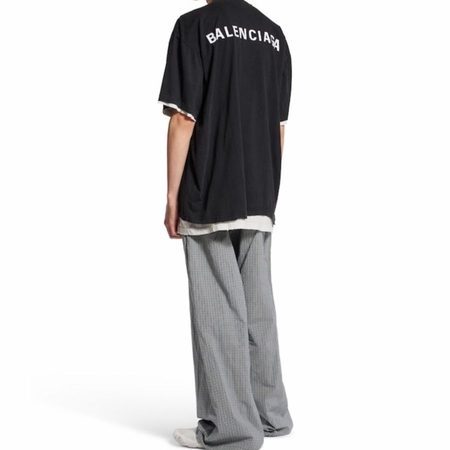 Balenciaga 男士 黑色褪色後背雙層 T 恤1 2 3碼-4