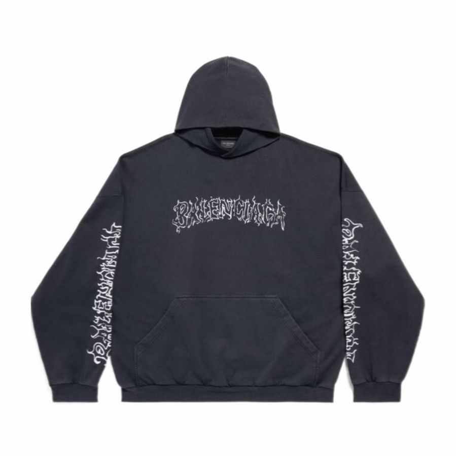 Balenciaga 男女同款 徽標連帽衛衣1 2 3碼模特身高 190 CM,所穿尺碼 4碼-6