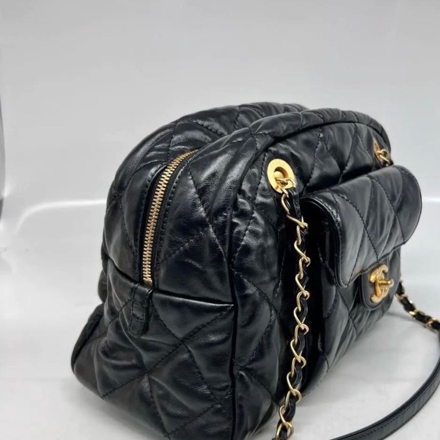 Chanel 保齡球芯片款 牛皮 黑色21*33*14.5 全新配件塵袋-2
