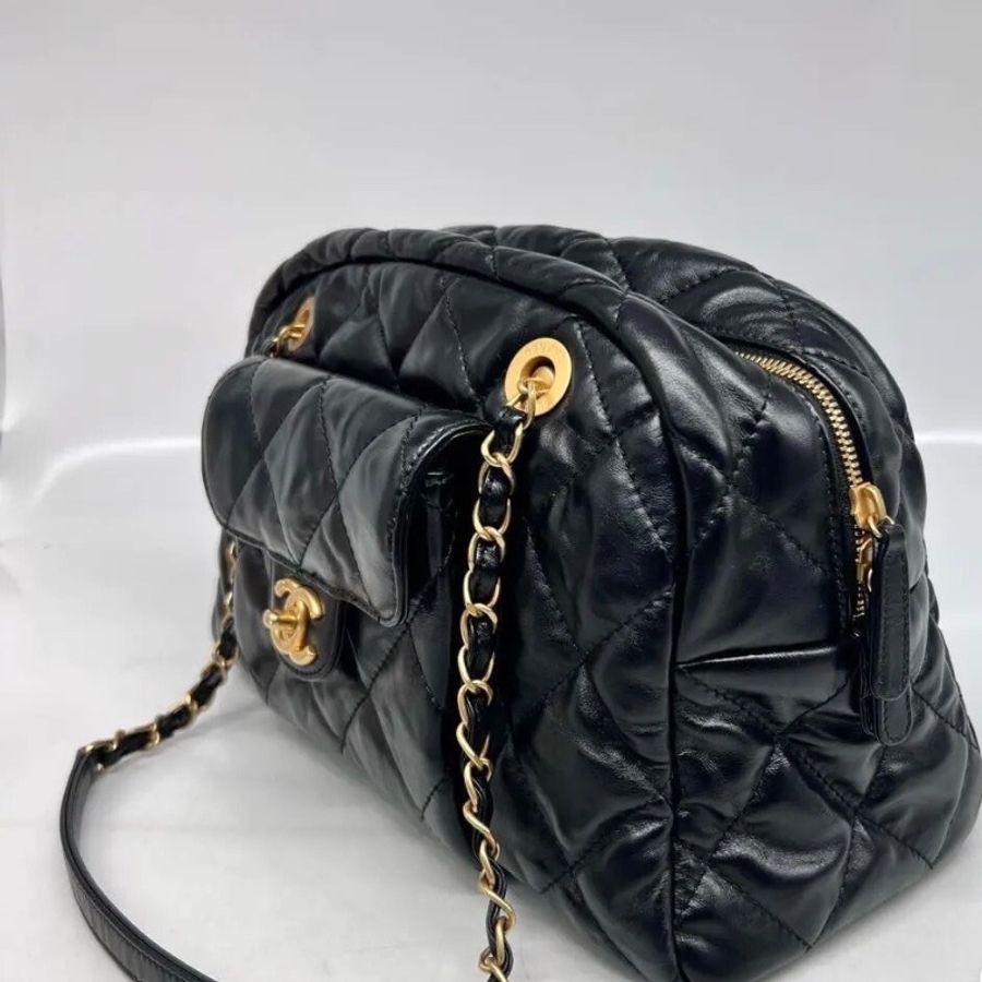 Chanel 保齡球芯片款 牛皮 黑色21*33*14.5 全新配件塵袋-3