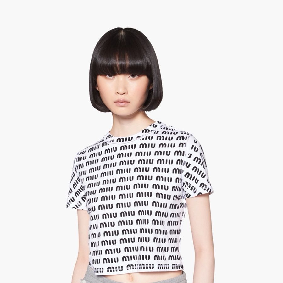 Miu Miu 女士 印花圖案T恤XS S M L XL碼-1