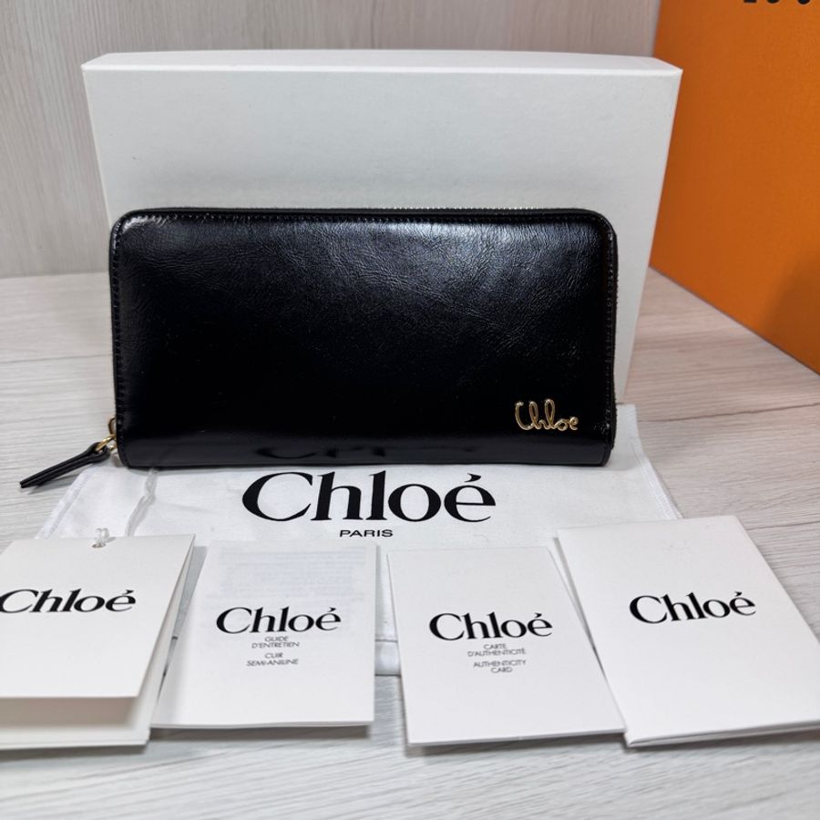 Chloe 🔥草寫字様 拉鍊長夾-0