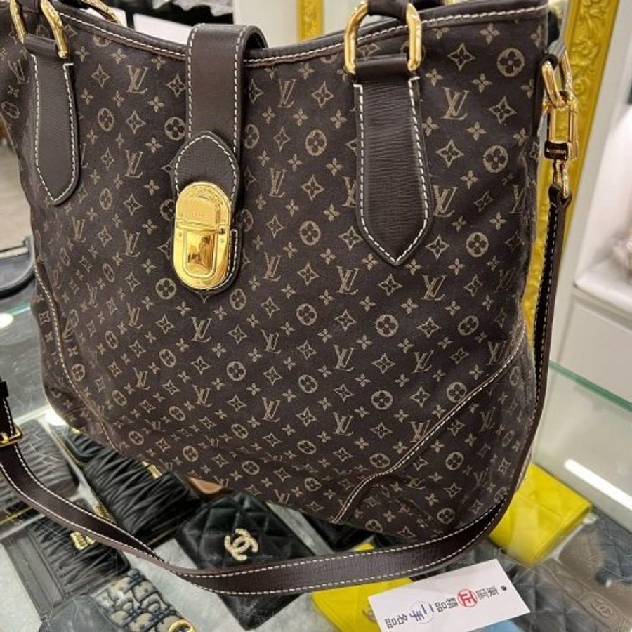 東區正精品㊣LV M56696 Elegie Monogram 咖啡色單寧布金釦兩用包手提包斜背包 RZ6250-2