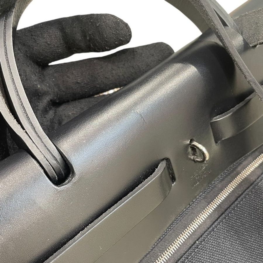 HERMES 愛馬仕 HERBAG 30 側背包 帆布×皮革 黑色 銀釦-11