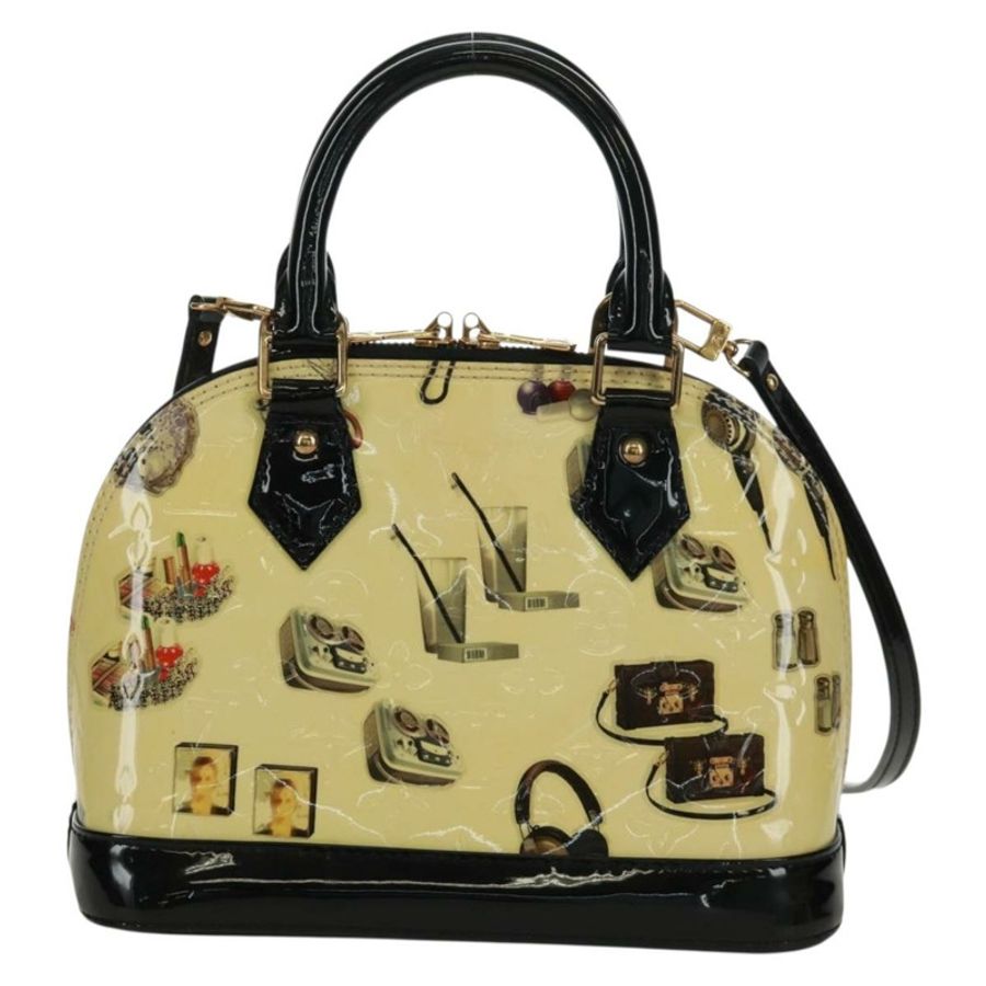 【日本直送】路易威登 Vernis 貼紙印花 Alma PM 手提包 白色 M50466 LV 正品 171697V-1