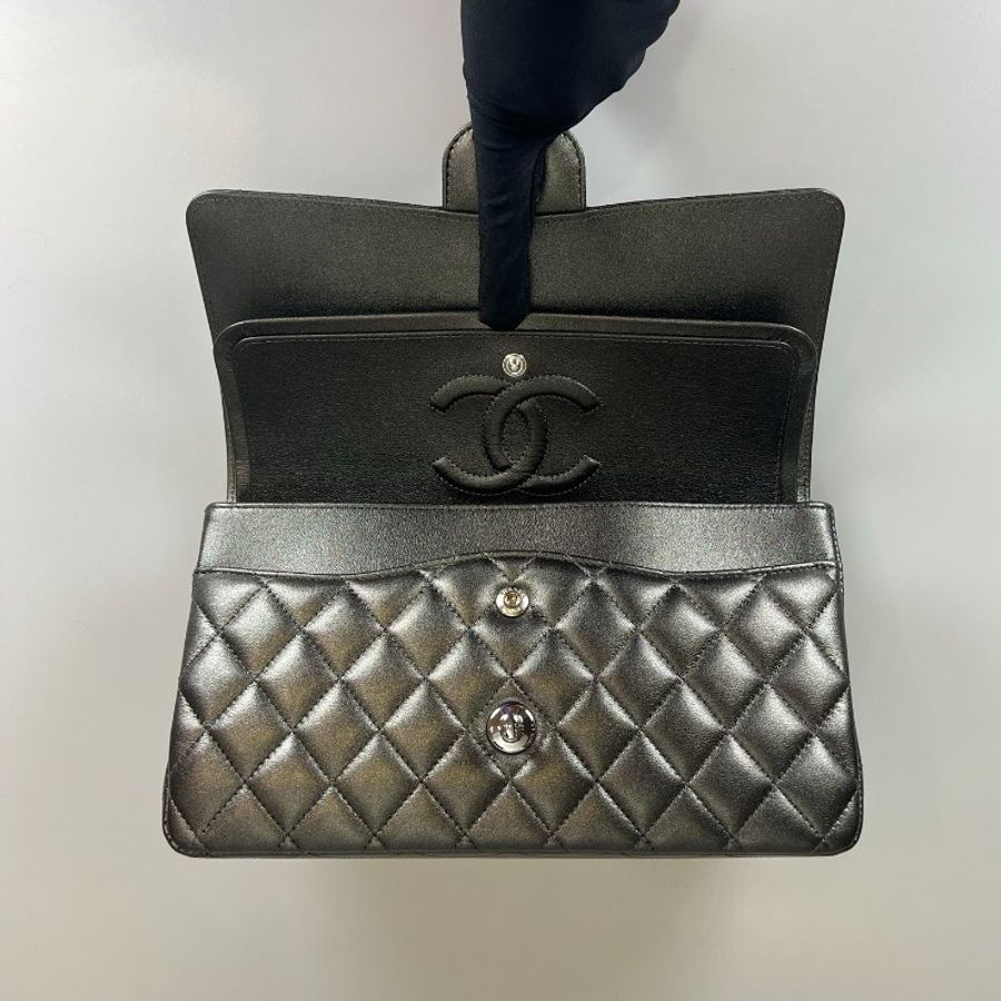 CHANEL CF25牛皮灰亮銀 AS0002/晶片款-6