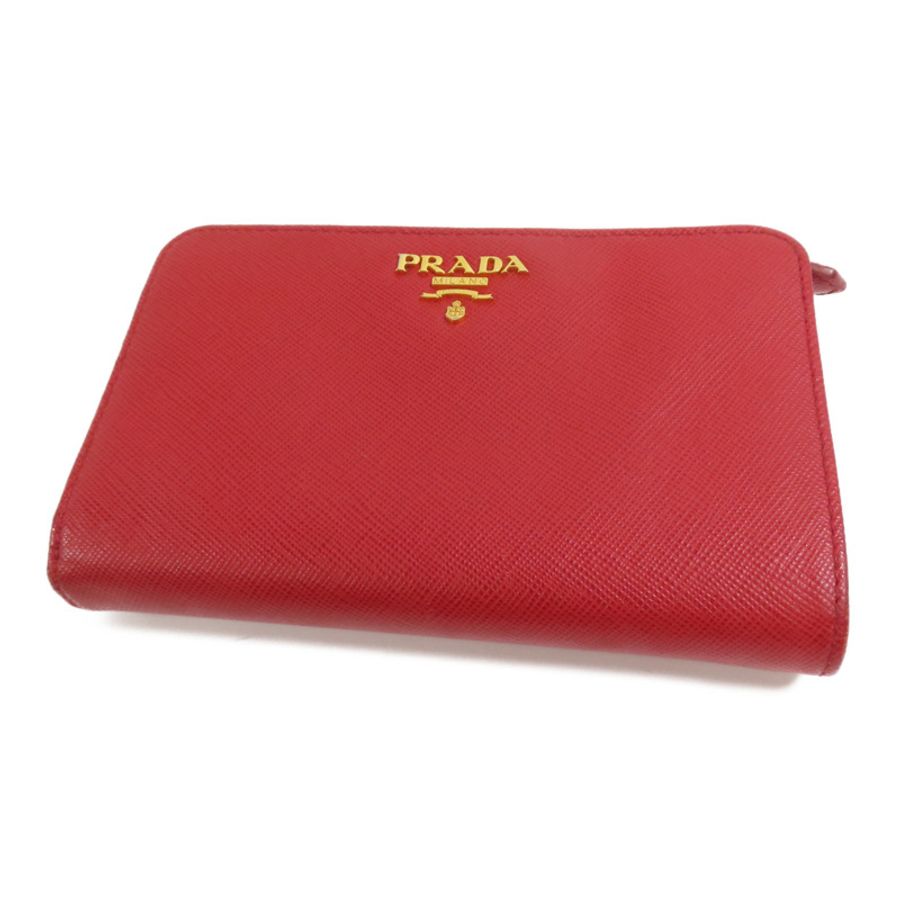 PRADA Saffiano皮革Middle Wallet金扣錢包-3