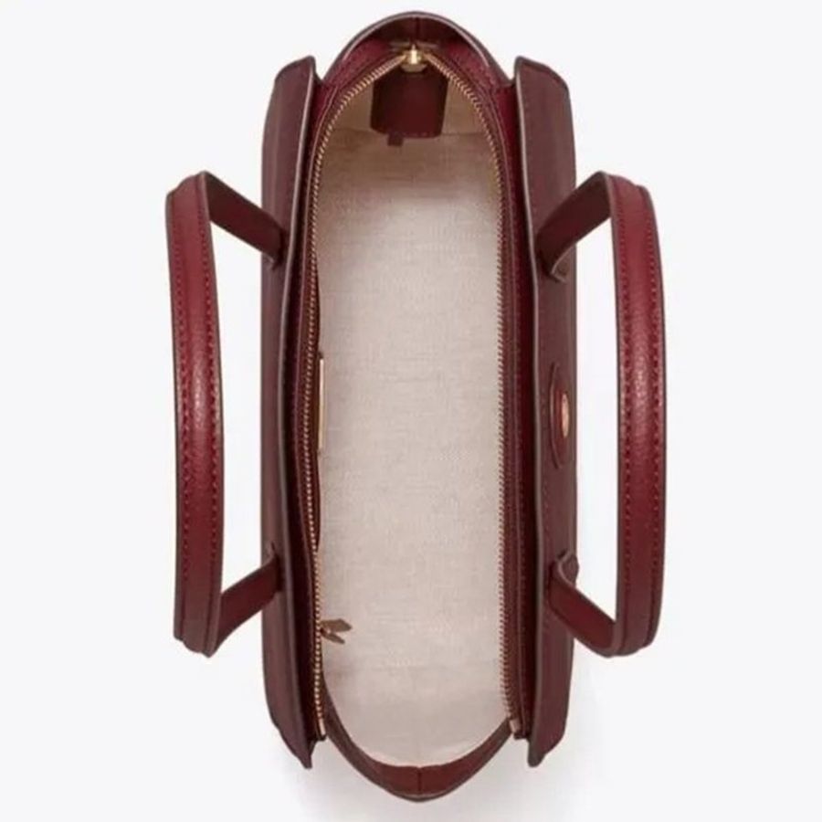 【TORY BURCH】荔枝皮革托特包-酒紅色-4
