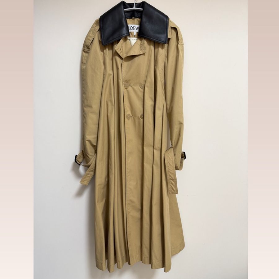 Loewe Pleated Trench Coat 卡其風衣外套 領子可拆-0