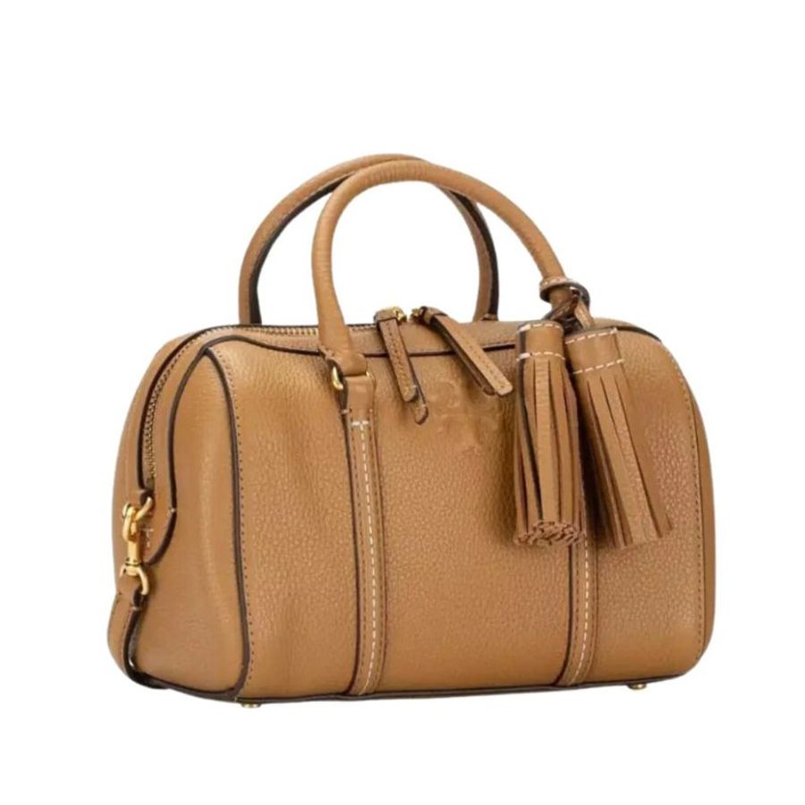 【TORY BURCH】流蘇波士頓手提肩背包-焦糖色-1
