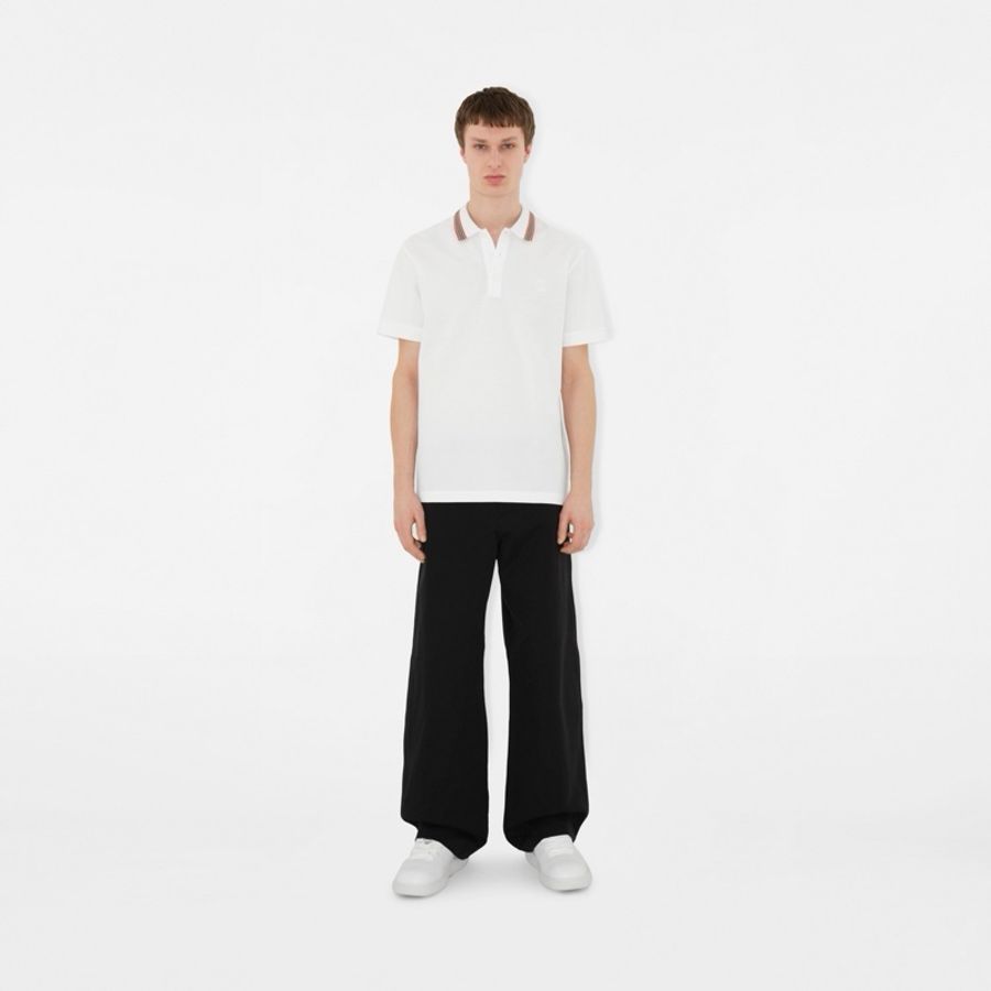 Burberry 男士 標誌性條紋衣領Polo衫XXXS XXS XS S M L XL XXL XXXL碼模特身高187CM,穿著L碼。-1