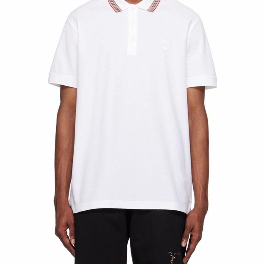 Burberry 男士 標誌性條紋衣領Polo衫XXXS XXS XS S M L XL XXL XXXL碼模特身高187CM,穿著L碼。-6