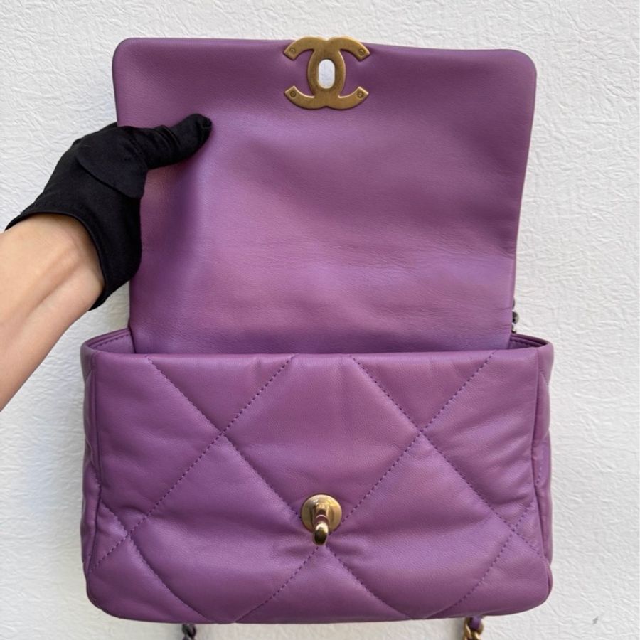 【97新 ✨ 全網最低價!】Chanel 香奈兒 薰衣草紫色 金扣19bag 小號 (下單前先詢問庫存❗️)-4
