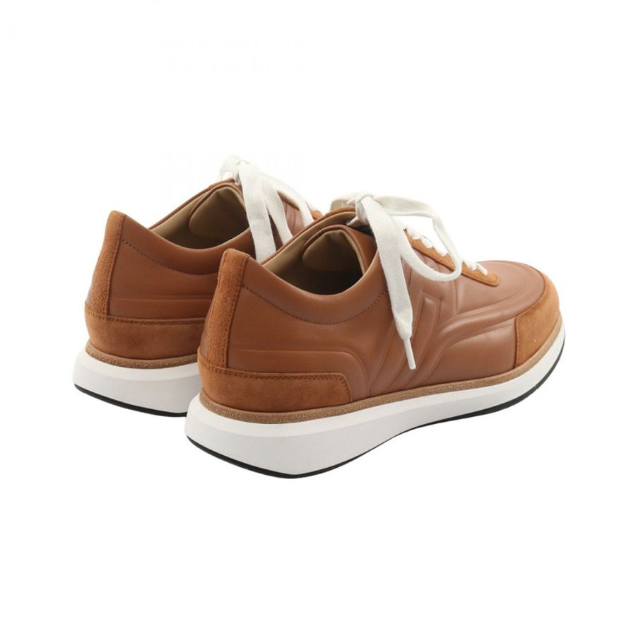 愛馬仕 Easy Sneakers 男士運動鞋 #40 皮革絨面革棕色二手-1