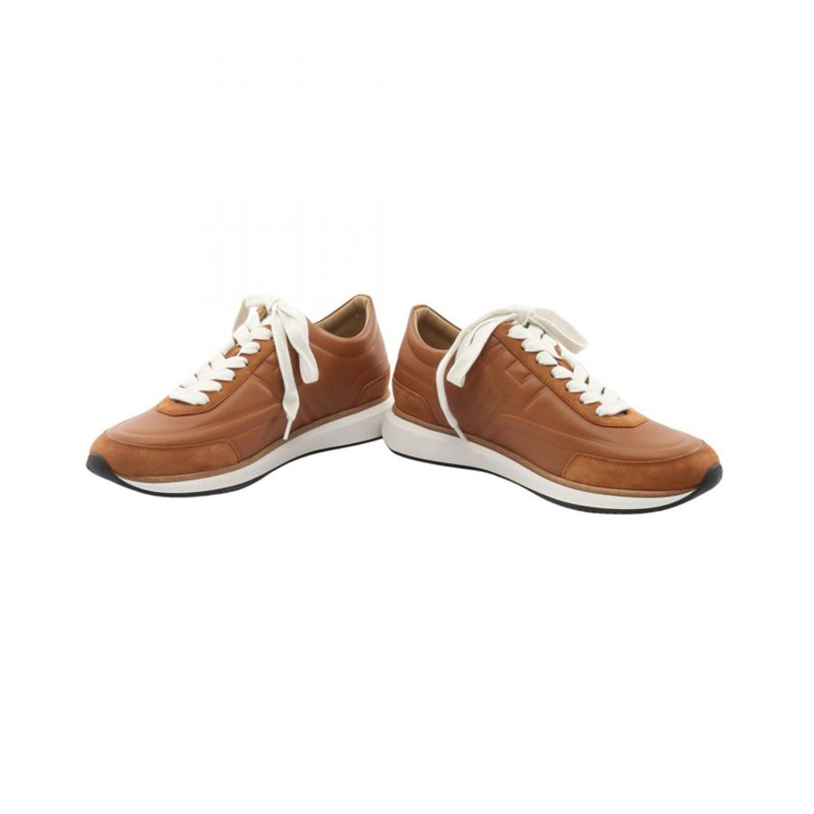 愛馬仕 Easy Sneakers 男士運動鞋 #40 皮革絨面革棕色二手-2