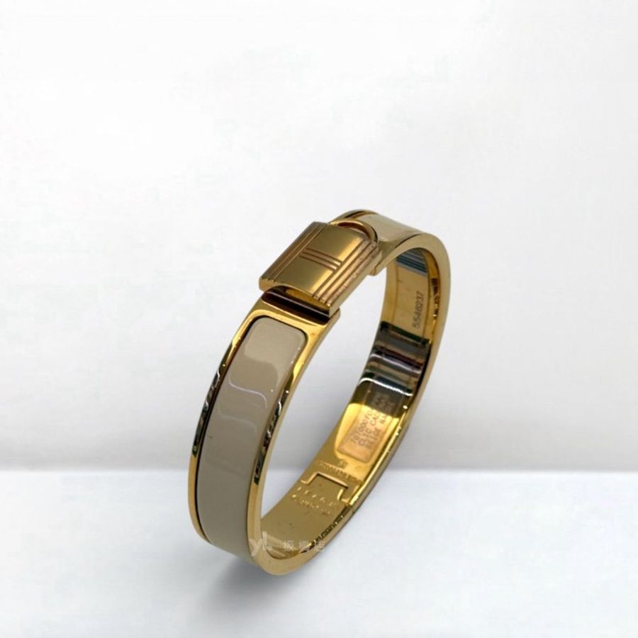 S5316-HERMES CADENAS玫瑰金鎖頭米色手環-2