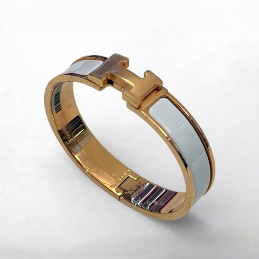 S5323-Hermes Clic白色玫瑰金釦H手環PM-2