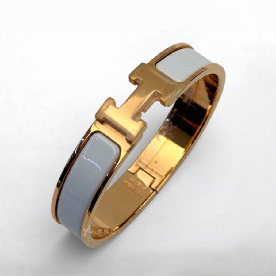 S5323-Hermes Clic白色玫瑰金釦H手環PM-3