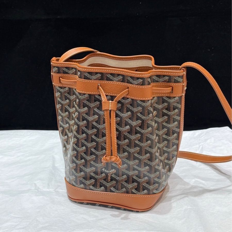 98成新 Goyard 棕色抽繩水桶包-0