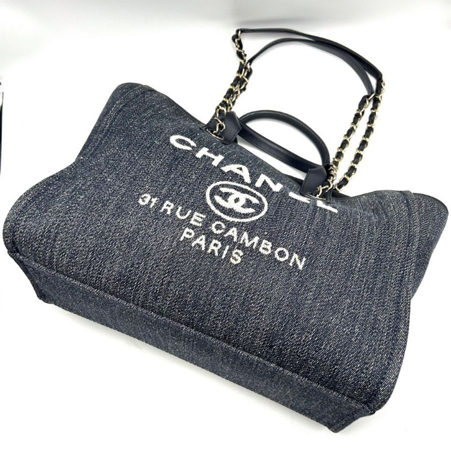CHANEL22B藍金大號子母 托特肩背手提沙灘包38.5*30.5*13 99新配件塵袋盒子購證-5