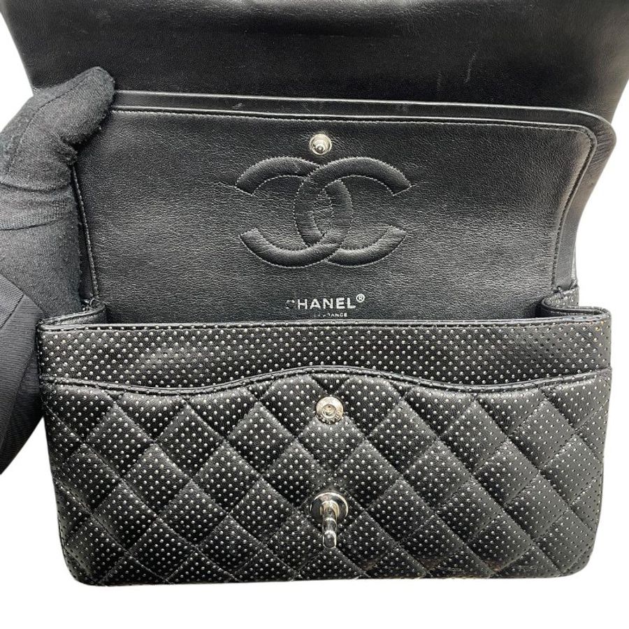 CHANEL 香奈兒 CF 25 經典鍊條包 皮革 黑色 銀釦-12