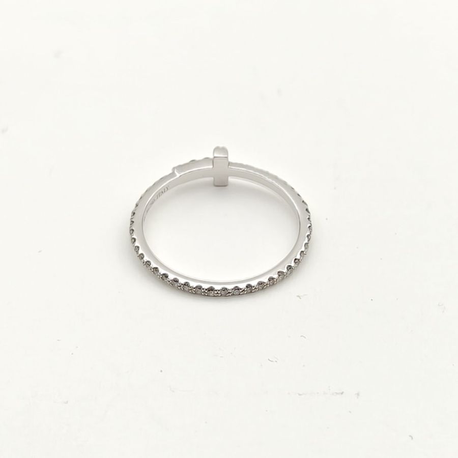 TIFFANY&CO 18K白金鑽石白金T系列帶鑽戒指50-3