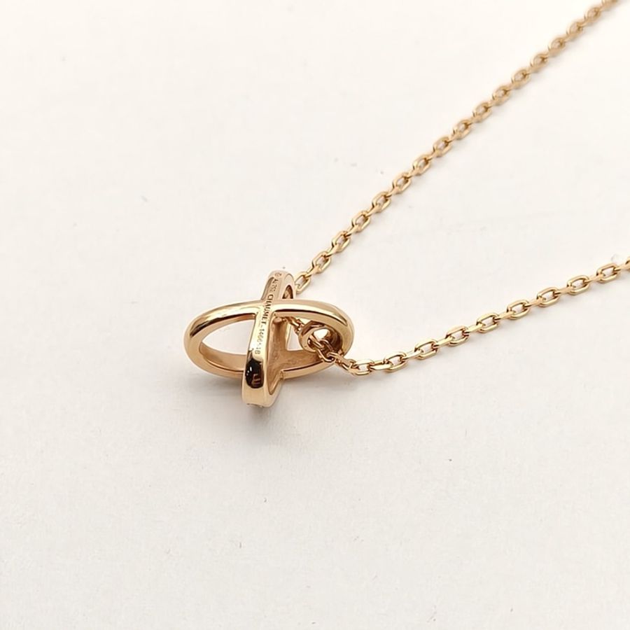 CHAUMET JuxeDeLiens歡緣豎版大叉項鏈滿鑽18K玫瑰金-2