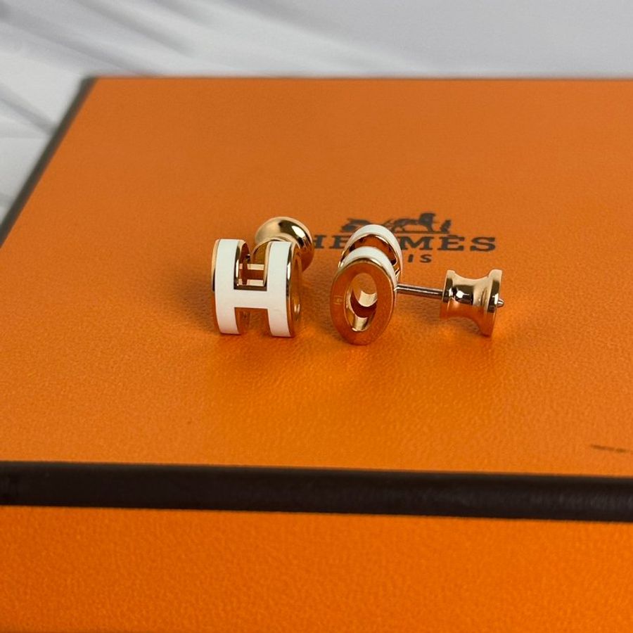 HERMES Mini pop H耳環 - 白玫瑰金-4