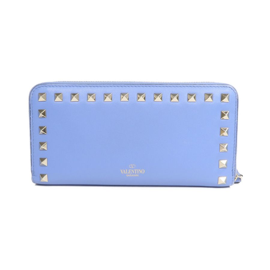 Valentino 牛皮皮革Rockstud Round Long Wallet金扣拉鏈長錢包-1