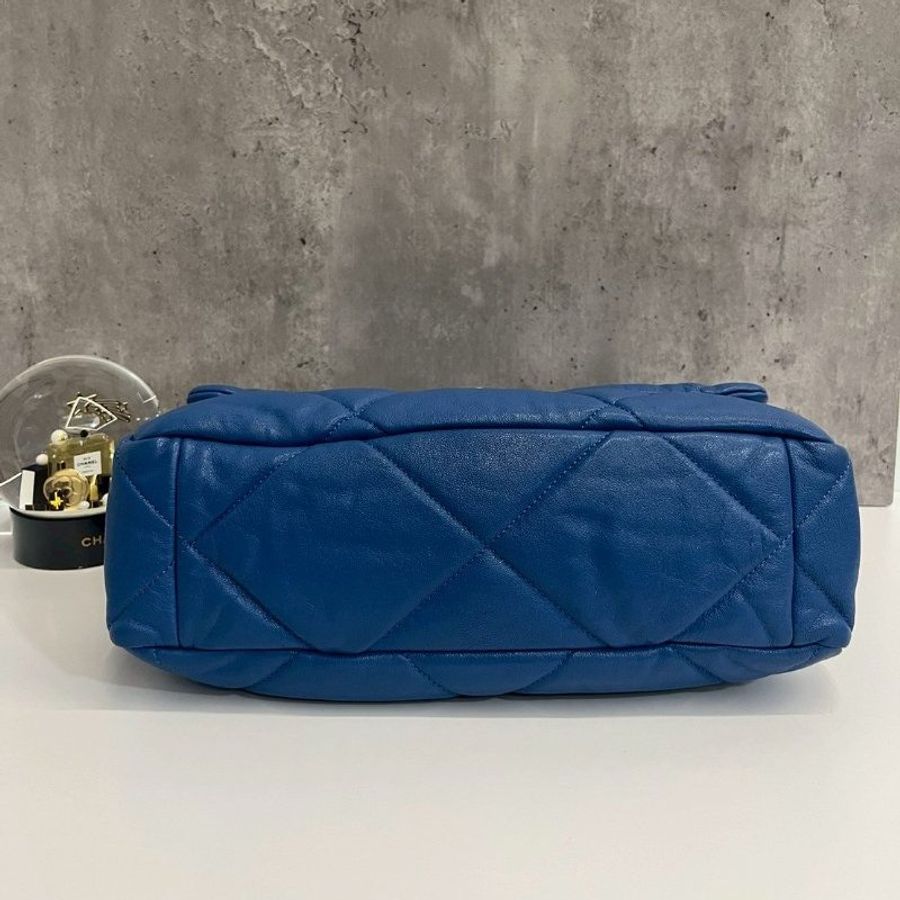 Chanel 19Bag 中號 藍色金釦 完整雷標30開-4