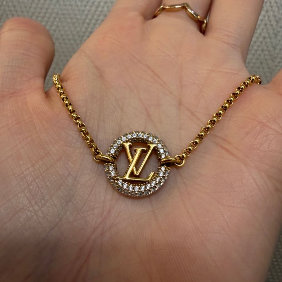 LV 金色圓圈滿鑽Louis  by night手鍊M00758-1