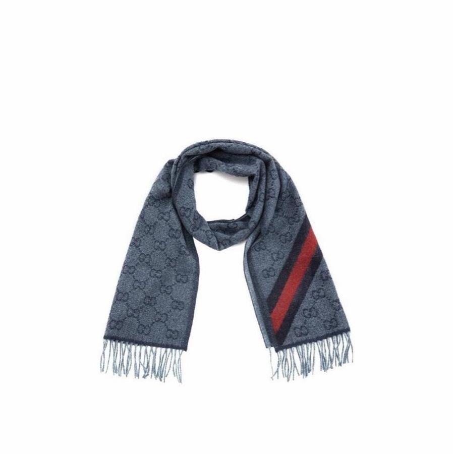 Gucci 男女同款 logo提花流蘇圍巾均碼碼190cm*37cm-0