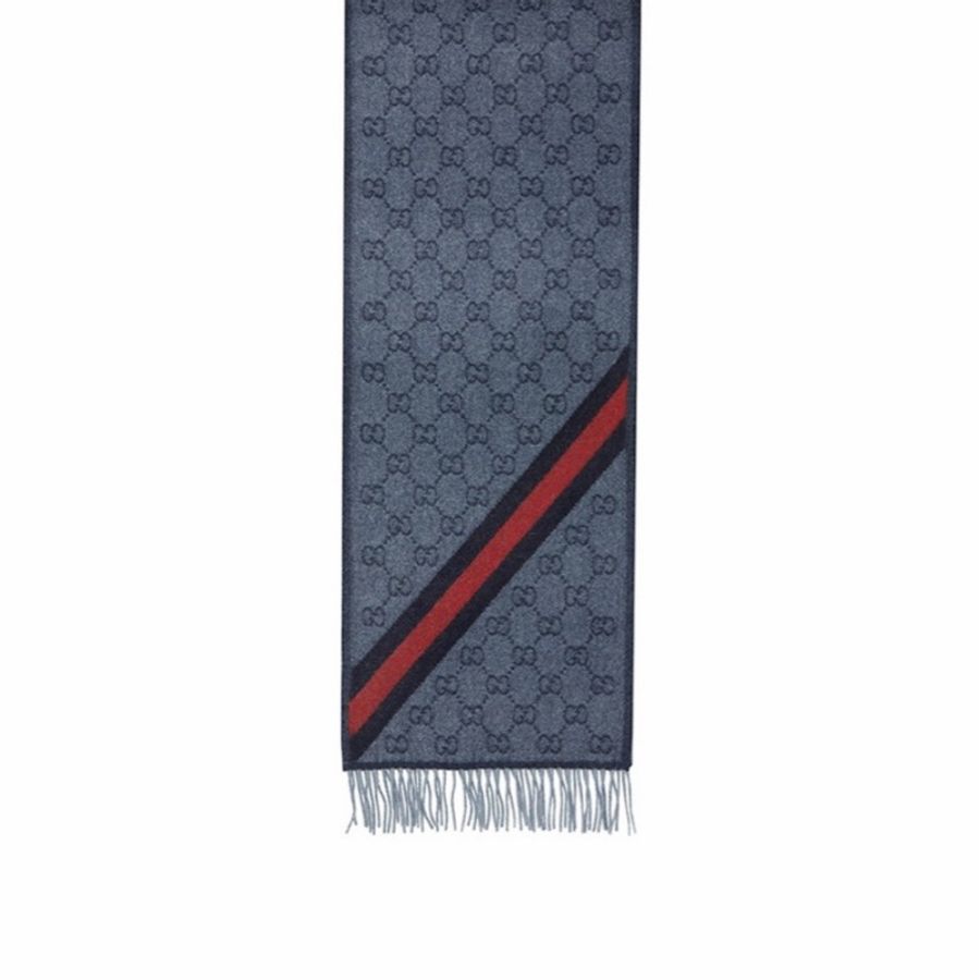 Gucci 男女同款 logo提花流蘇圍巾均碼碼190cm*37cm-1