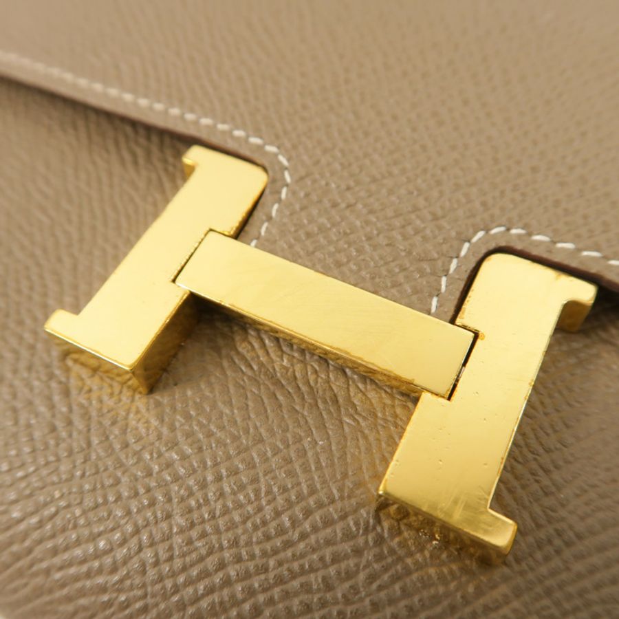 HERMES Epsom皮革Constance To Go金扣肩背袋Etoupe-9