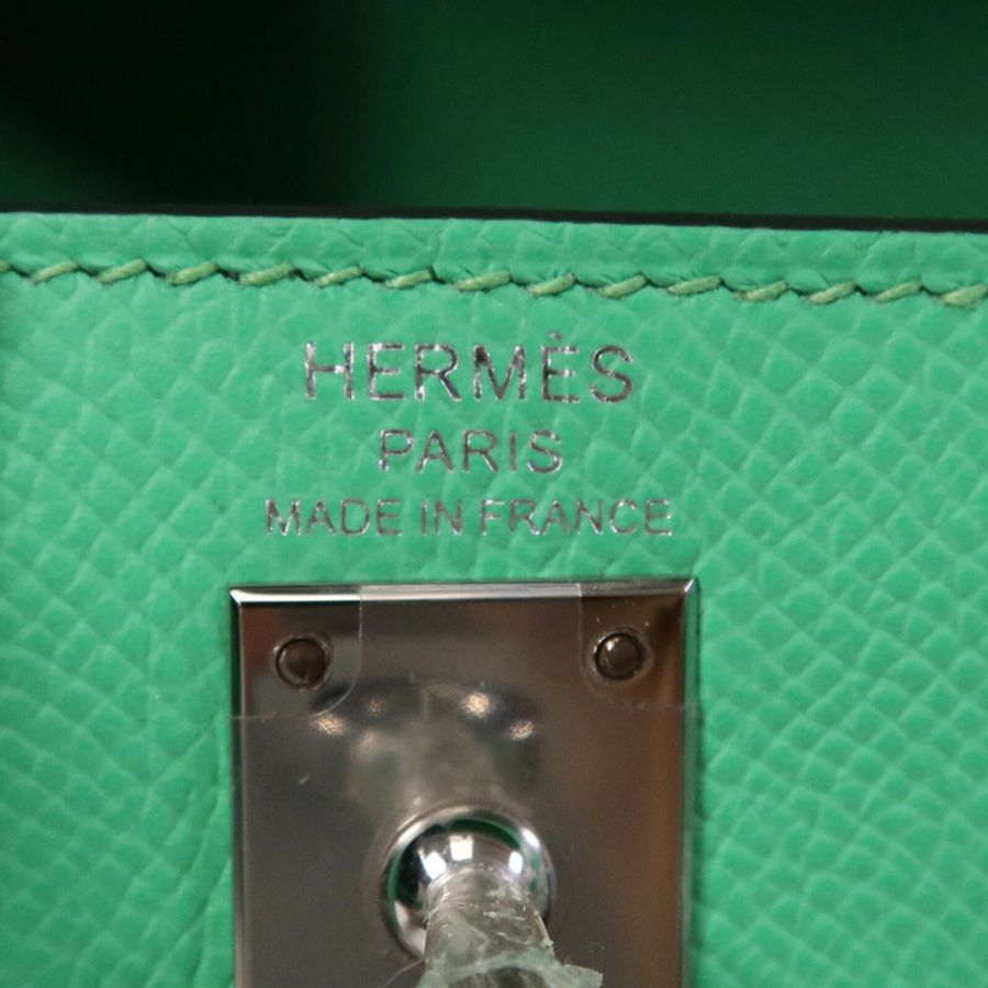 HERMES 【Hermes Fair】Epsom皮革Kelly 25銀扣手挽肩背兩用袋Vert Comics-5
