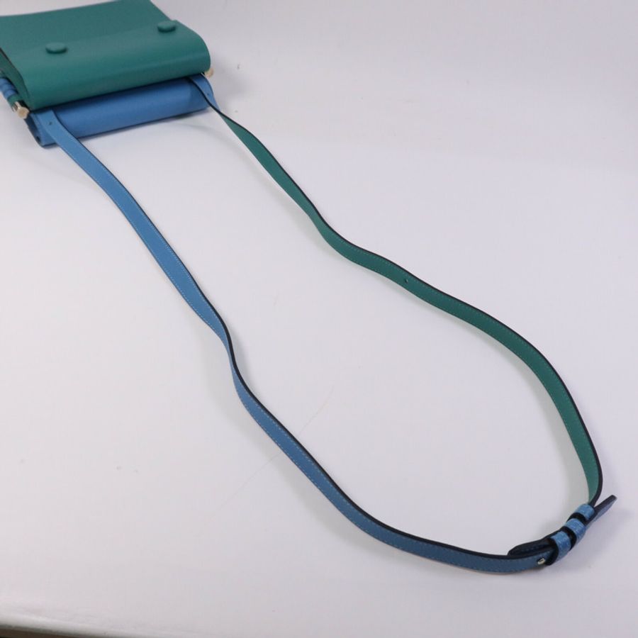HERMES 【激減優惠】Evercolor皮革Twins銀扣肩背袋Rose Azalee/Menthe-10