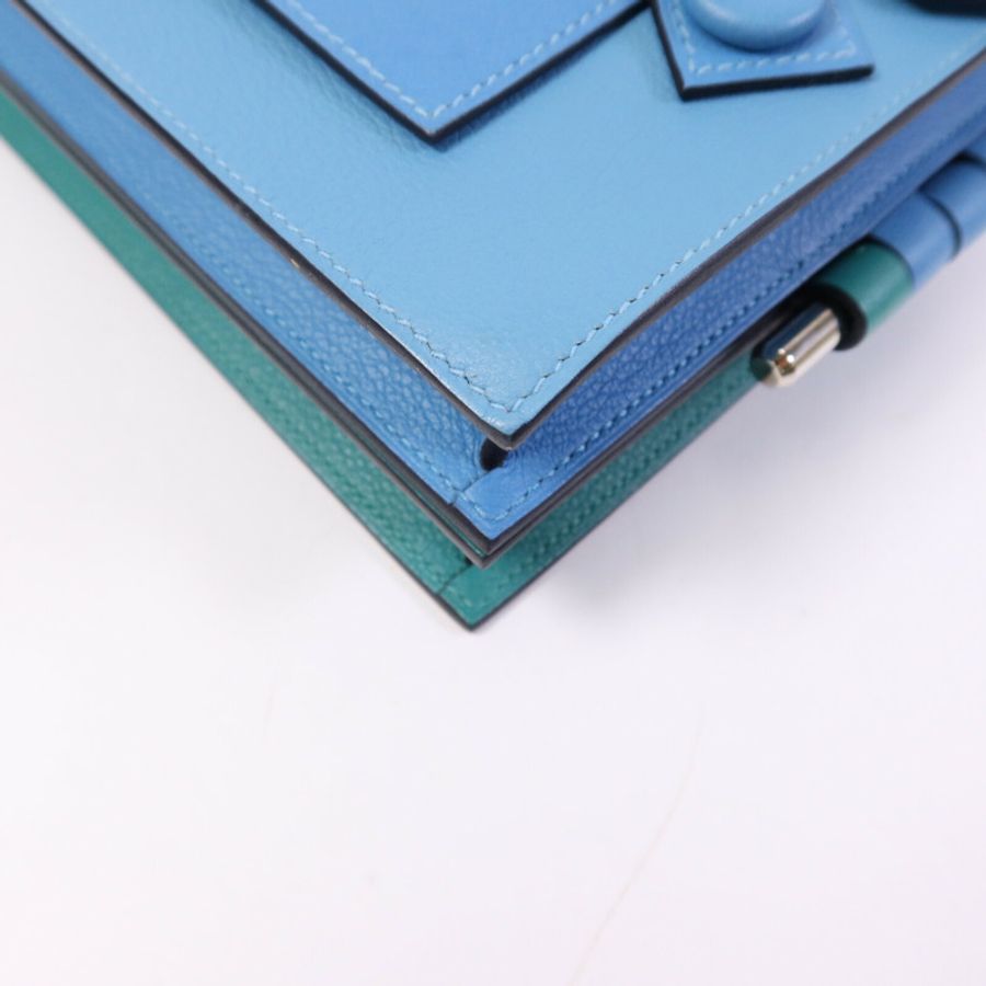 HERMES 【激減優惠】Evercolor皮革Twins銀扣肩背袋Rose Azalee/Menthe-13