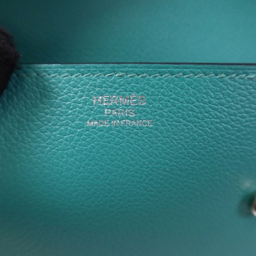 HERMES 【激減優惠】Evercolor皮革Twins銀扣肩背袋Rose Azalee/Menthe-15