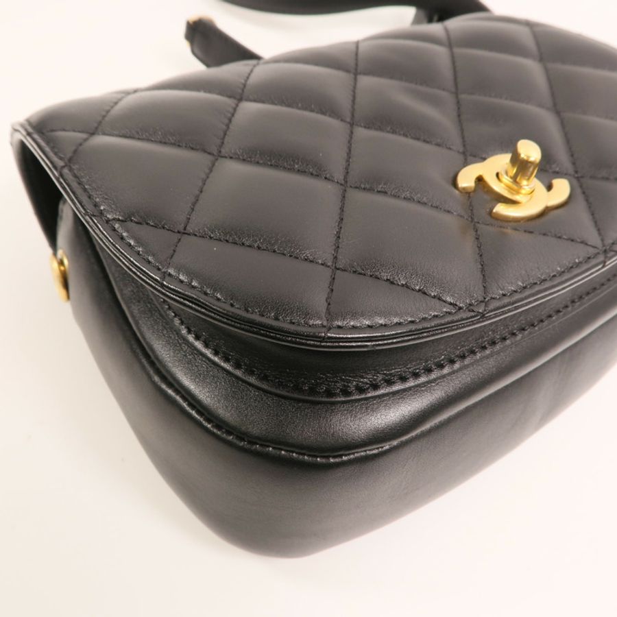 CHANEL 牛皮皮革Chain Shoulder金扣鏈帶肩背袋-13