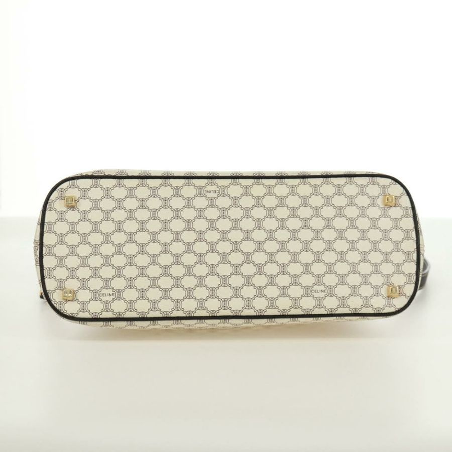 【日本直送】CELINE Macadam帆布手提包 PVC皮革 2way 白色金色 Auth 171966A-4