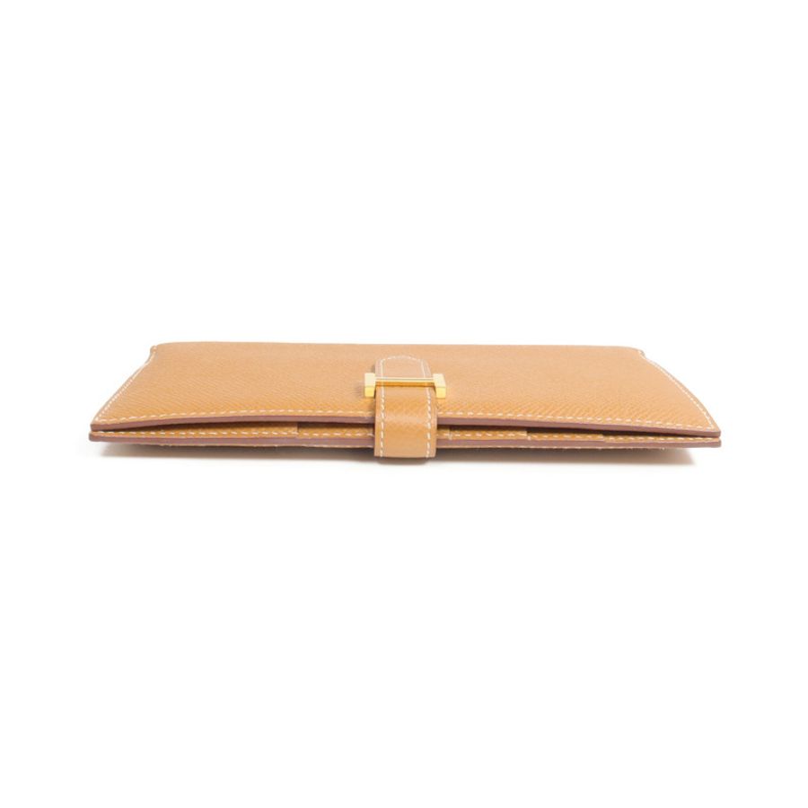HERMES Epsom皮革Bearn Long Wallet金扣長錢包Gold-5