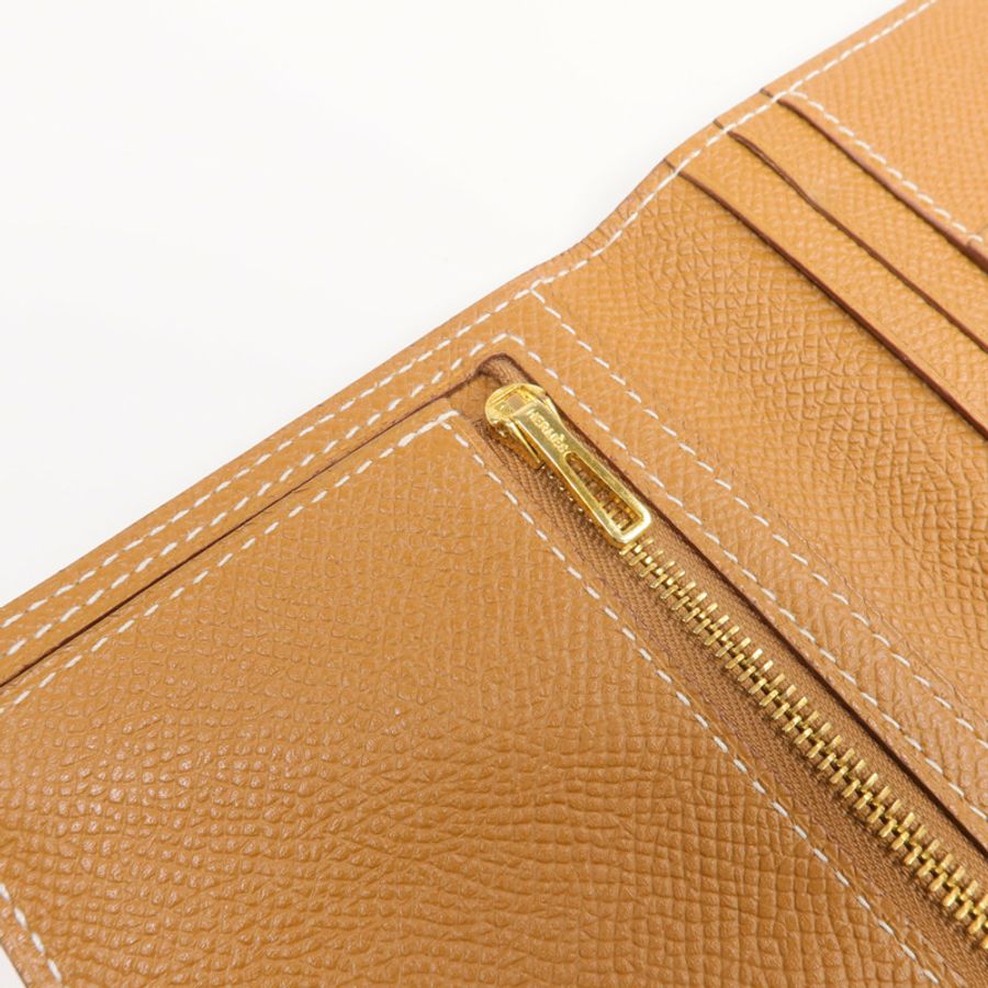 HERMES Epsom皮革Bearn Long Wallet金扣長錢包Gold-14