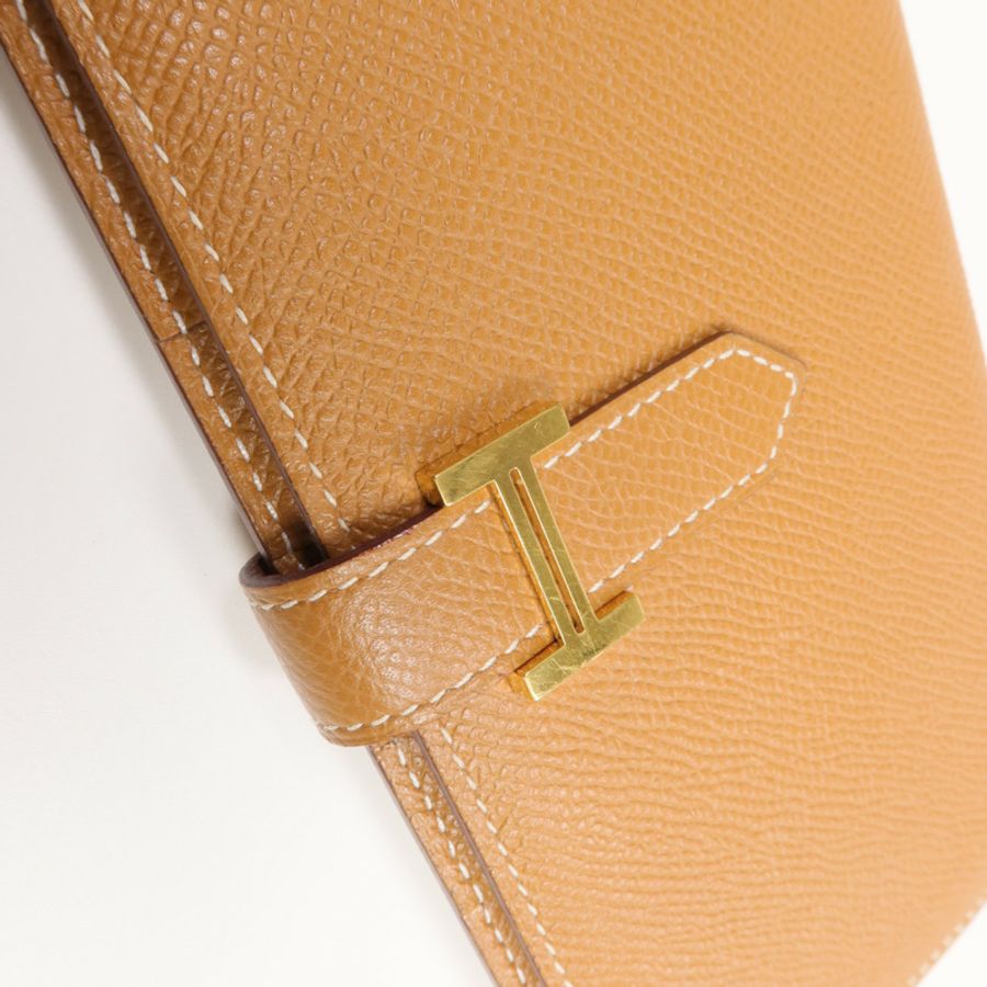 HERMES Epsom皮革Bearn Long Wallet金扣長錢包Gold-15