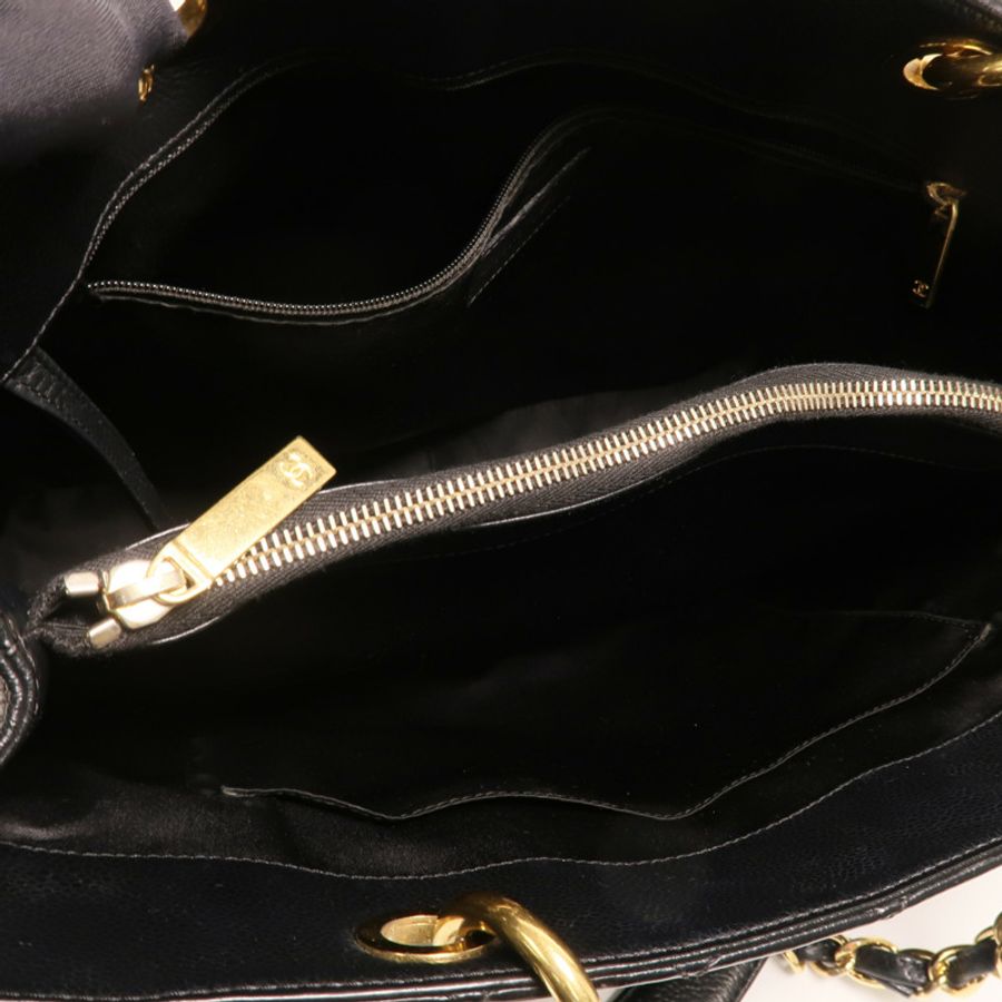 CHANEL 牛皮皮革GST Grand Shopping Tote Bag金扣鏈帶肩背袋-4