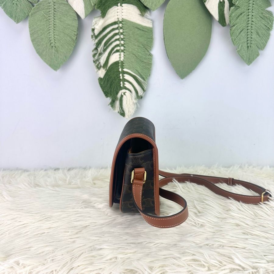 CELINE Triomphe Folco 啡色馬鞍包-2