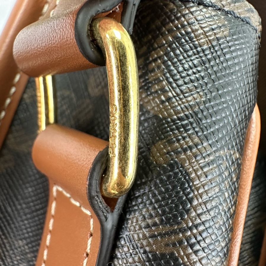 CELINE Triomphe Folco 啡色馬鞍包-14