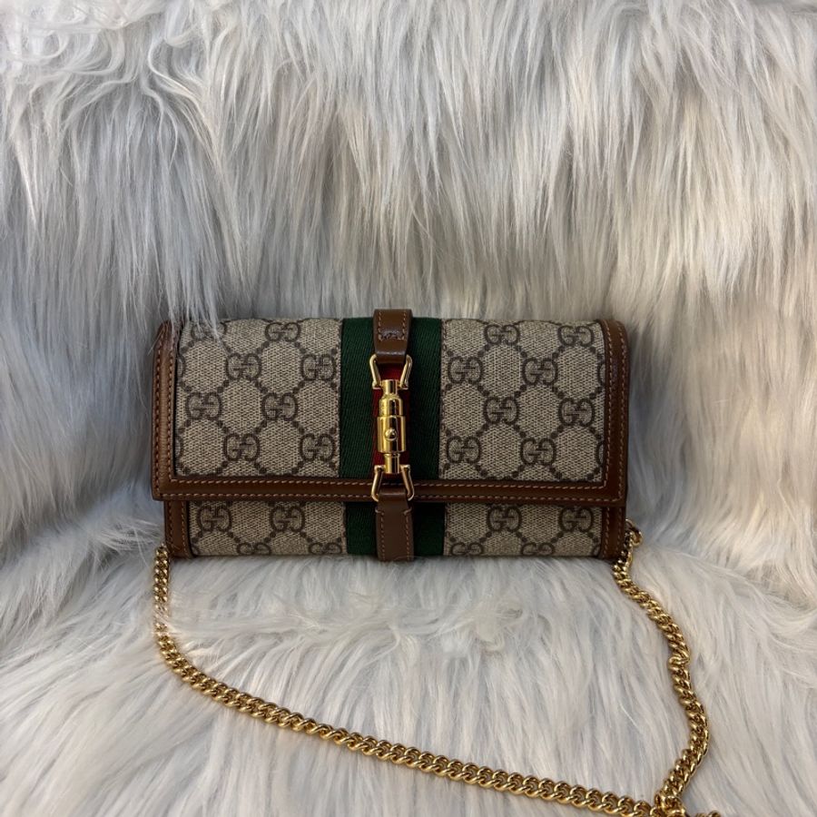 Gucci Jackie1961老花皮夾鍊包-0