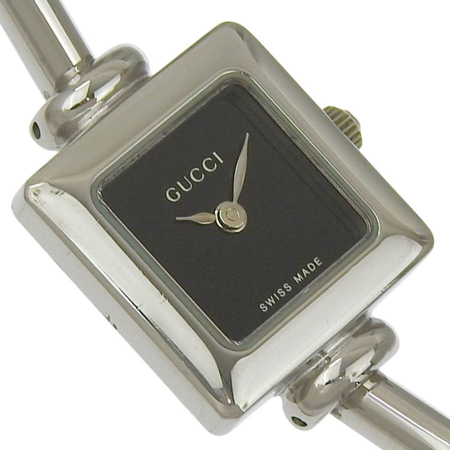Gucci 女士 1900L 不鏽鋼石英模擬腕錶,黑色錶盤-2